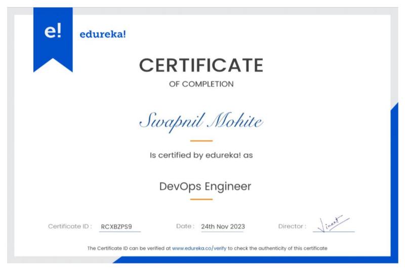 Edureka DevOps Engineer Certificate